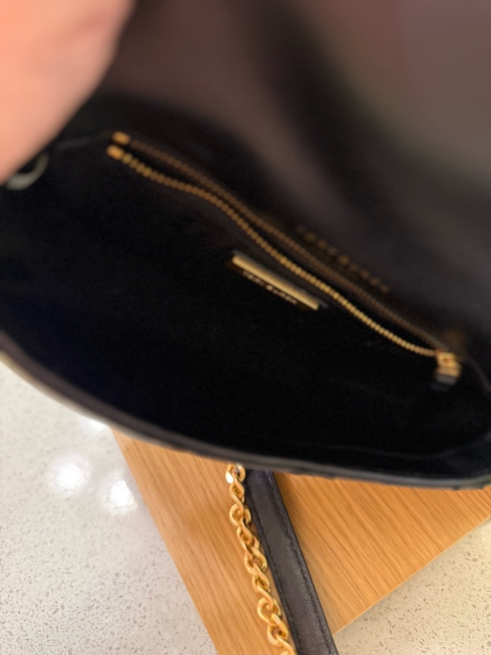 Tory Burch Black Quilted Leather Crossbody with Gold Chain and Logo - Picture 10 of 10